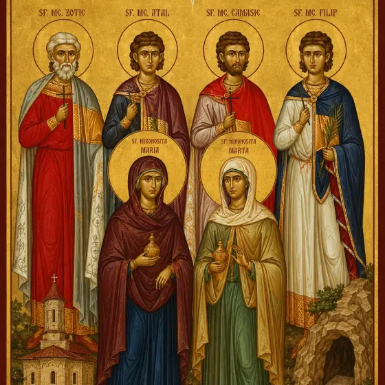 Calendar ortodox 4 iunie: Sf. Mucenici Zotic, Atal, Camasie și Filip de la Niculițel și Sf. Mironosițe Marta și Maria